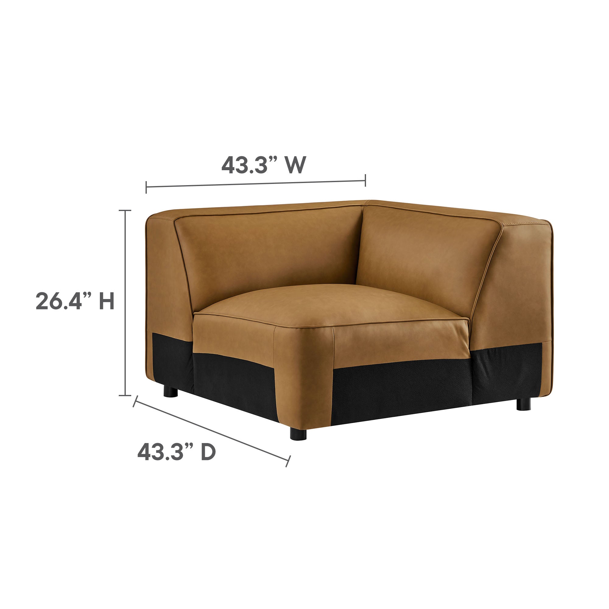 Auren 5-Piece Upholstered Armless L-Shaped Vegan Leather Modular Sofa by Furniture for America