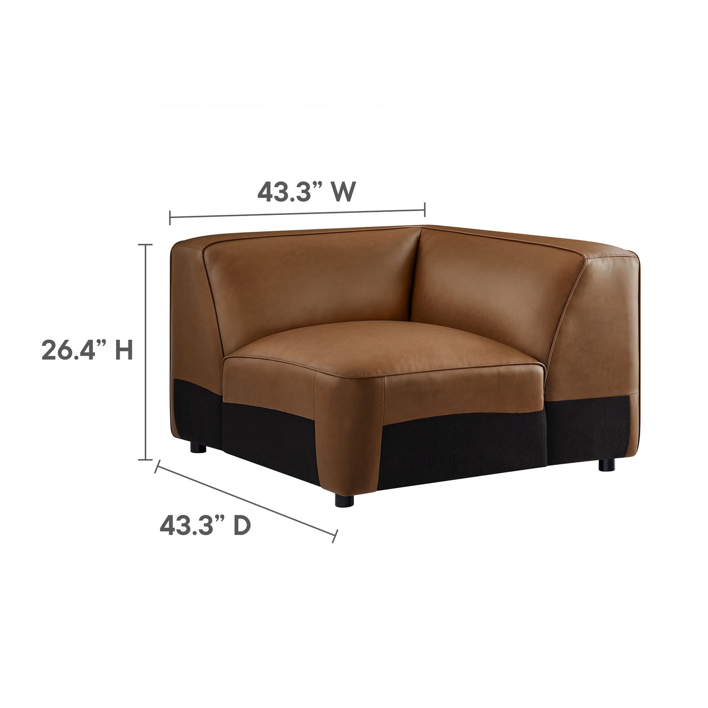 Dune 5-Piece Upholstered Armless L-Shaped Vegan Leather Modular Sofa in Coffee