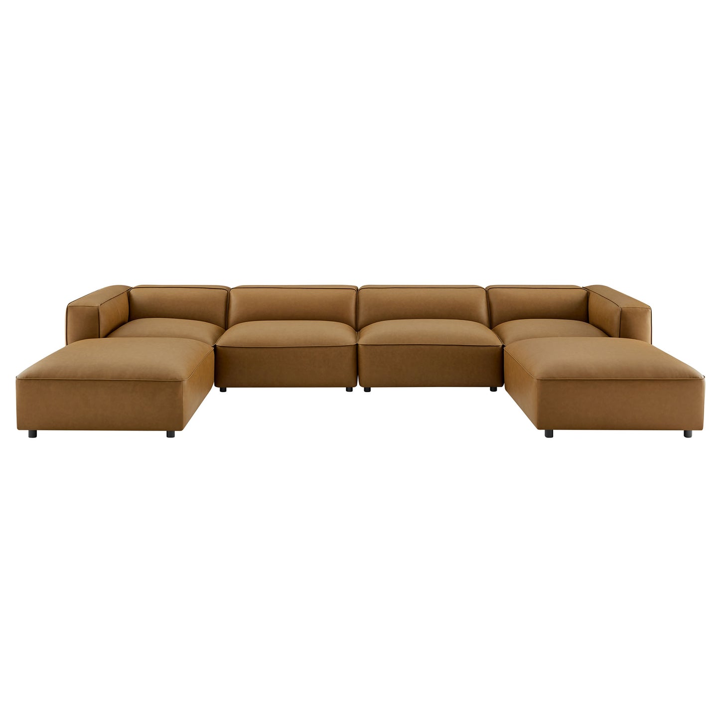Dune 6-Piece Upholstered Vegan Leather Modular Sofa in Camel