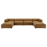 Dune 6-Piece Upholstered Vegan Leather Modular Sofa in Camel