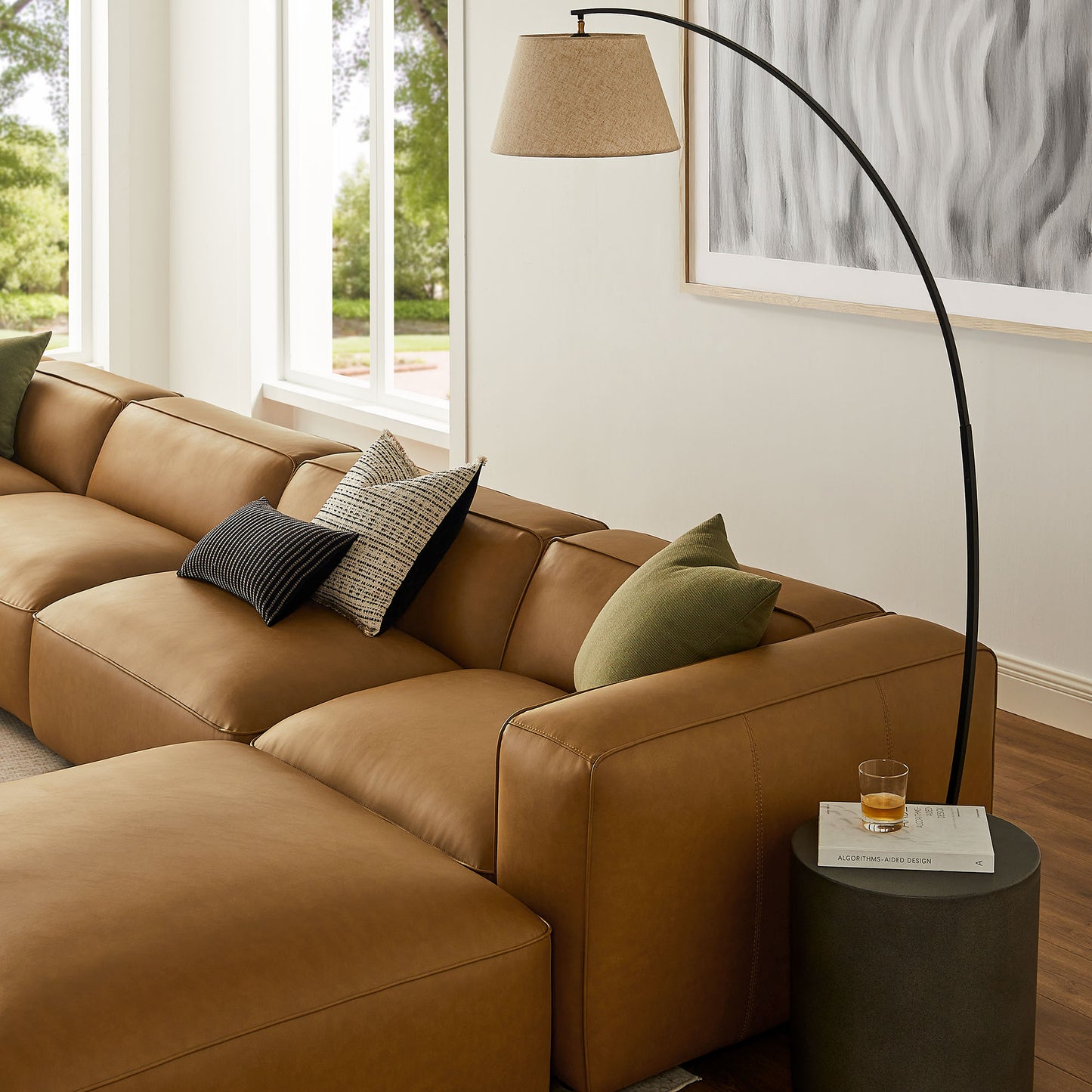 Dune 6-Piece Upholstered Vegan Leather Modular Sofa in Camel