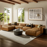 Dune 6-Piece Upholstered Vegan Leather Modular Sofa in Camel
