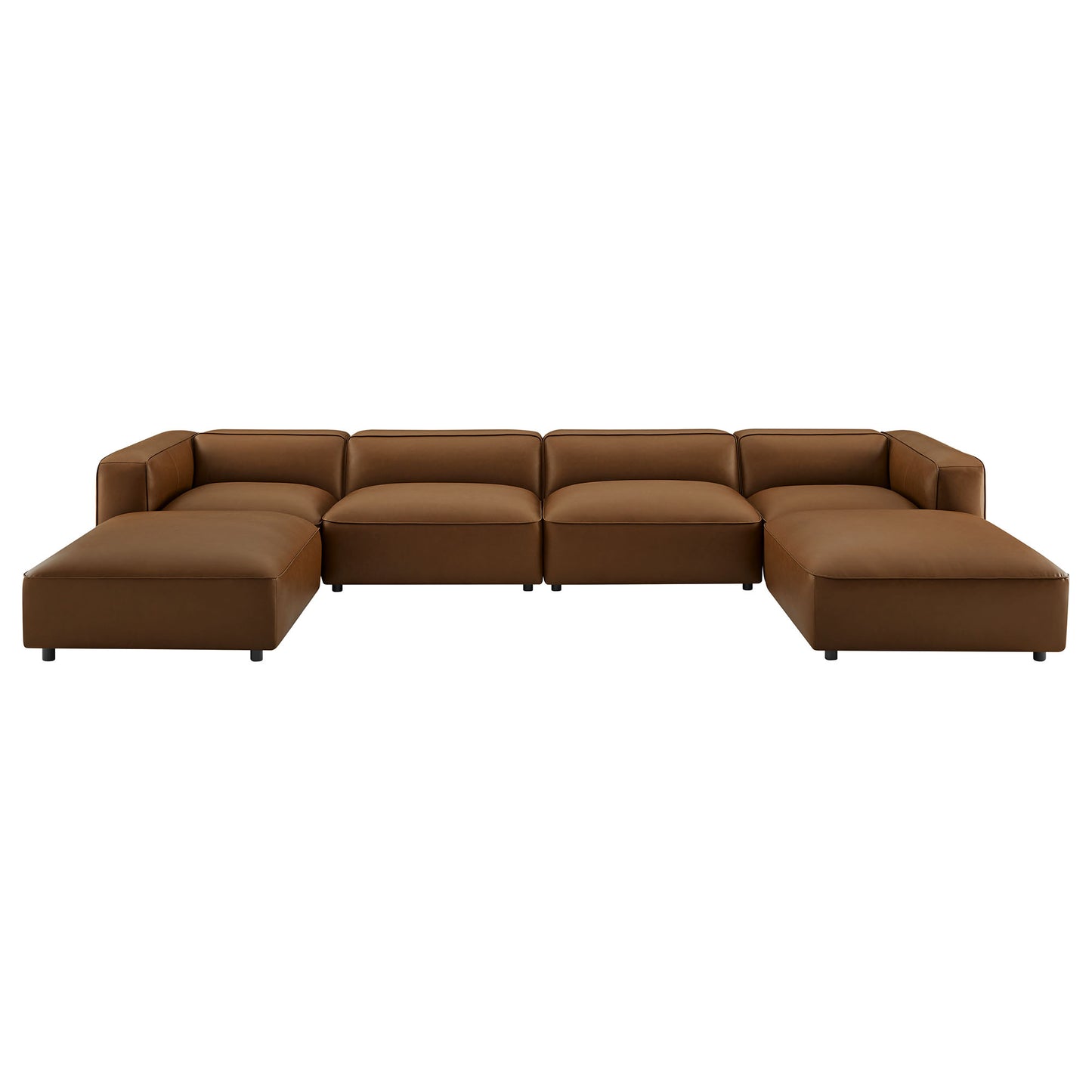 Dune 6-Piece Upholstered Vegan Leather Modular Sofa in Coffee