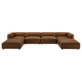 Dune 6-Piece Upholstered Vegan Leather Modular Sofa in Coffee