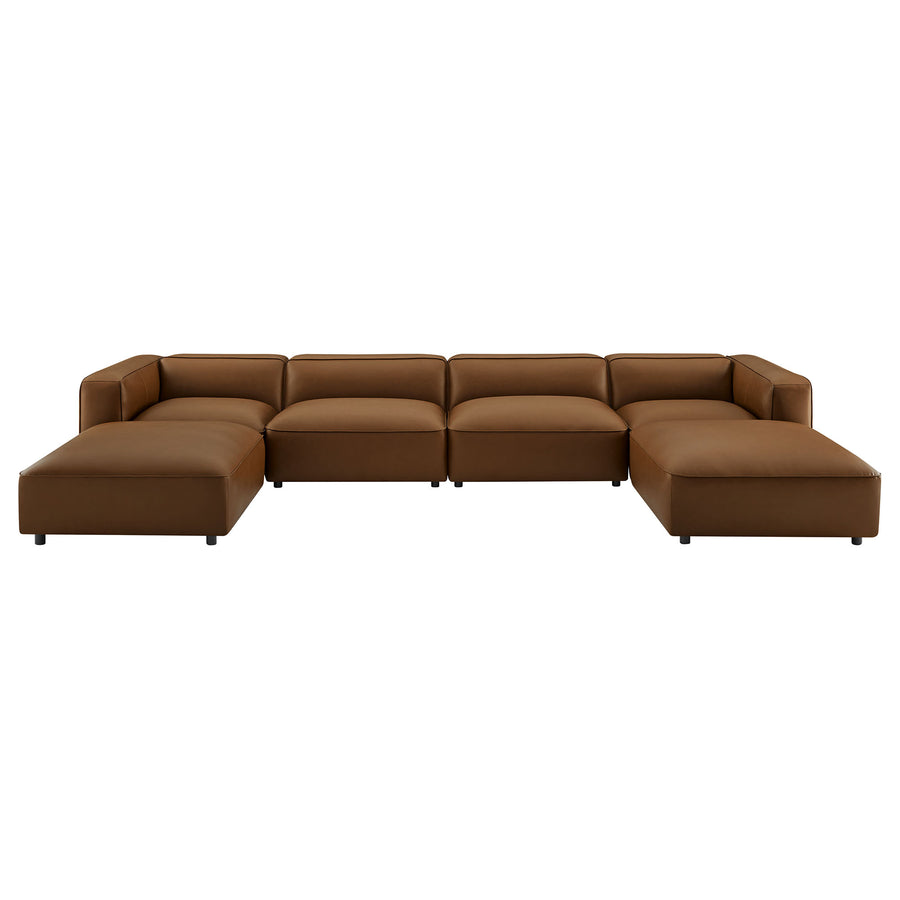 Dune 6-Piece Upholstered Vegan Leather Modular Sofa in Coffee