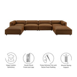 Dune 6-Piece Upholstered Vegan Leather Modular Sofa in Coffee