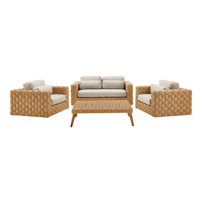 Thames 4-Piece Outdoor Patio Wicker Outdoor Patio Rattan Furniture Set by Furniture For America