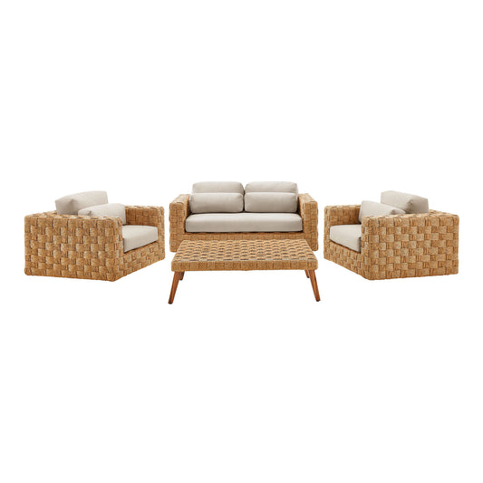 Thames 4-Piece Outdoor Patio Wicker Outdoor Patio Rattan Furniture Set by Furniture For America