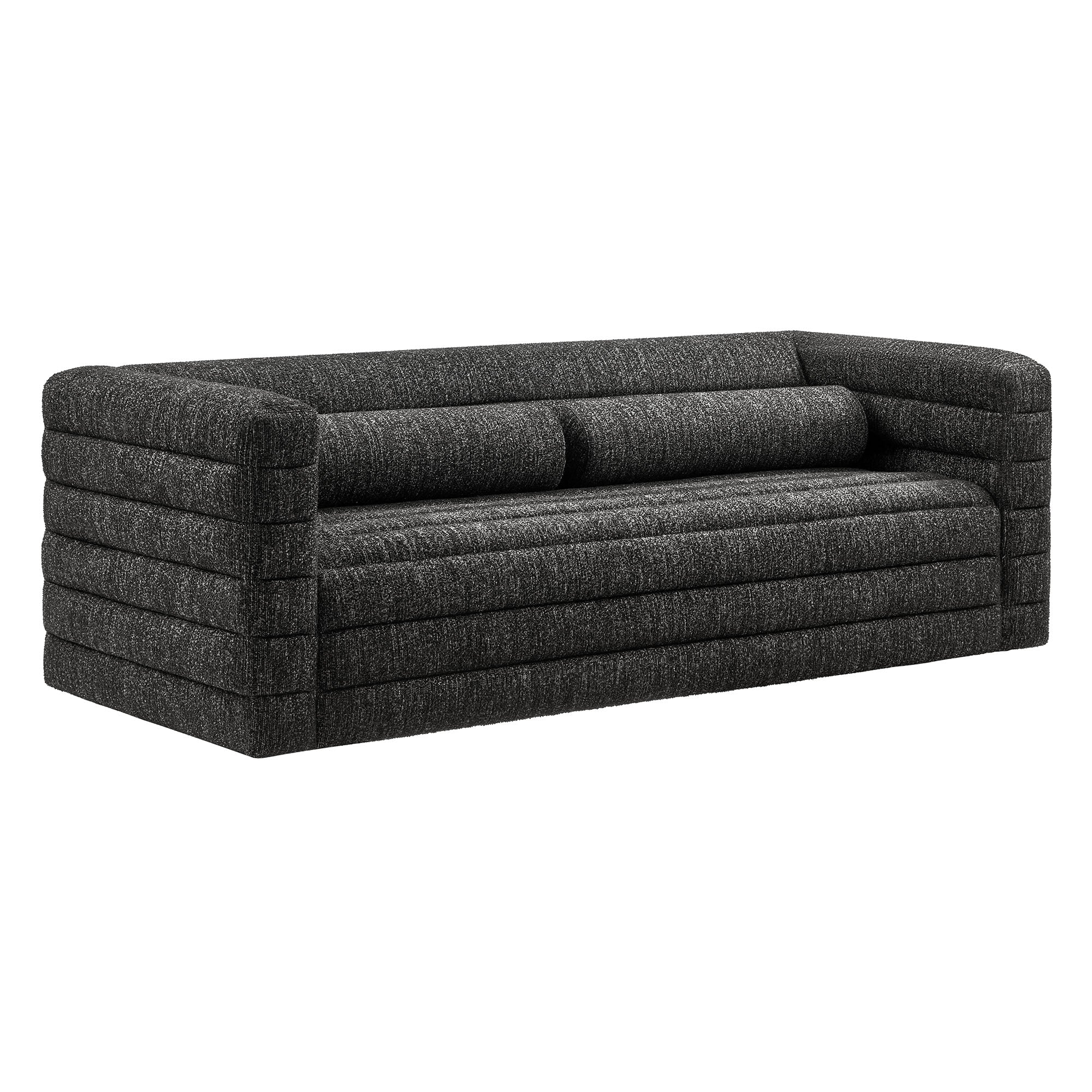 Relle Channel Tufted Boucle Upholstered Sofa by Furniture for America
