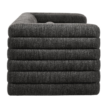 Relle Channel Tufted Boucle Upholstered Sofa in Charcoal