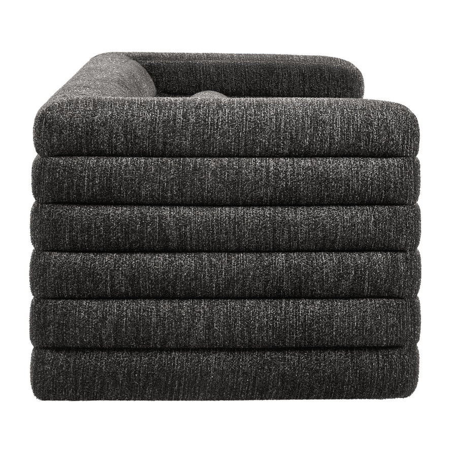 Juna Channel Tufted Boucle Upholstered Sofa in Charcoal