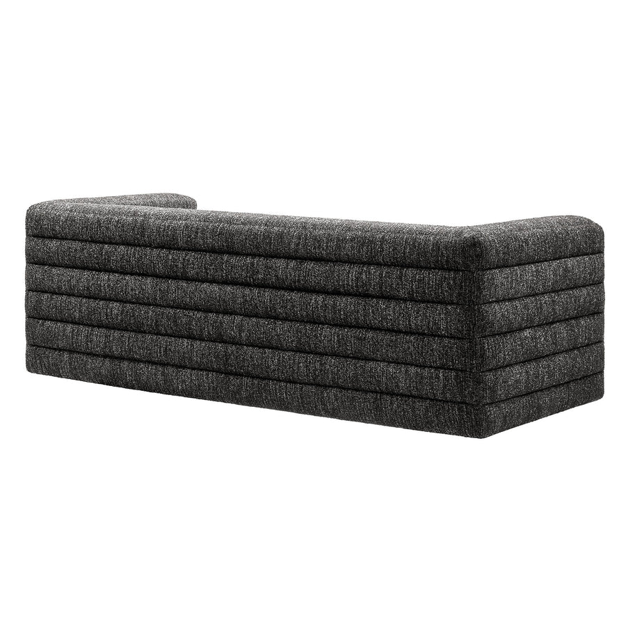 Juna Channel Tufted Boucle Upholstered Sofa in Charcoal