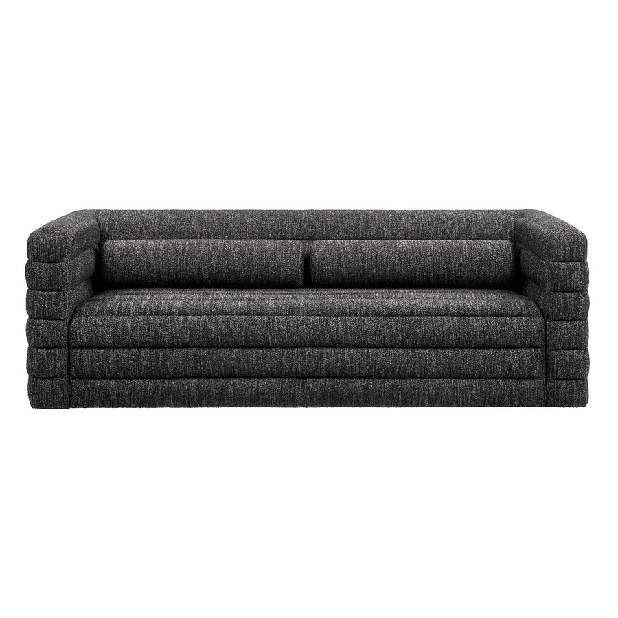Juna Channel Tufted Boucle Upholstered Sofa in Charcoal