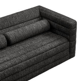 Juna Channel Tufted Boucle Upholstered Sofa in Charcoal