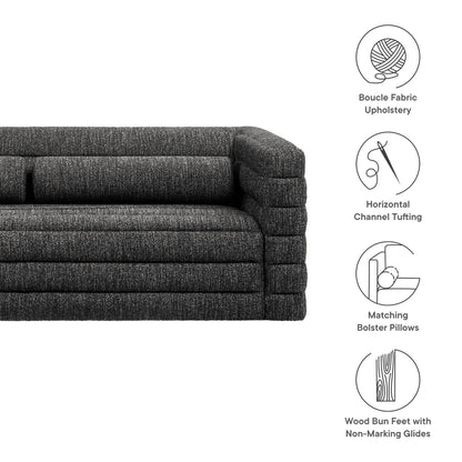 Relle Channel Tufted Boucle Upholstered Sofa by Furniture for America