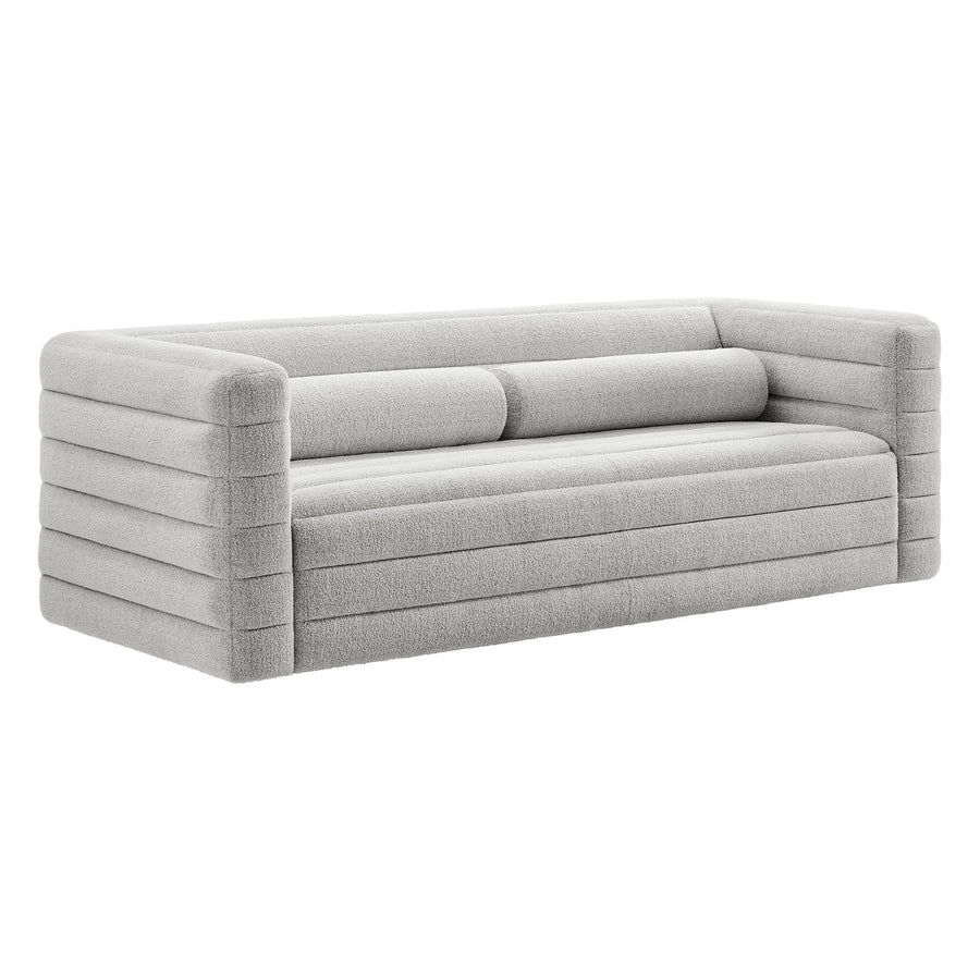 Juna Channel Tufted Boucle Upholstered Sofa in Newsprint