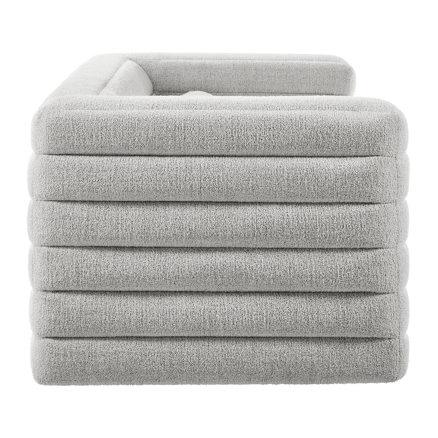 Juna Channel Tufted Boucle Upholstered Sofa in Newsprint