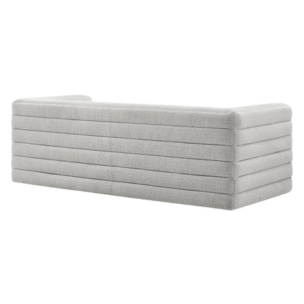 Relle Channel Tufted Boucle Upholstered Sofa in Newsprint