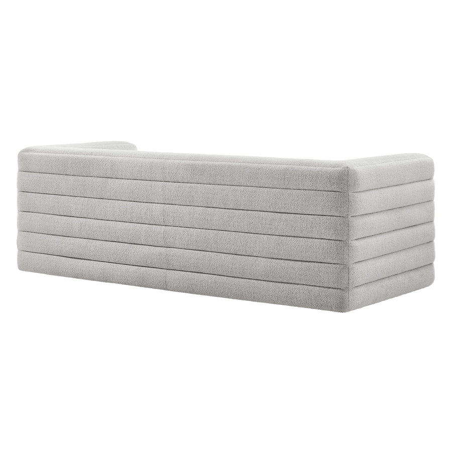 Juna Channel Tufted Boucle Upholstered Sofa in Newsprint
