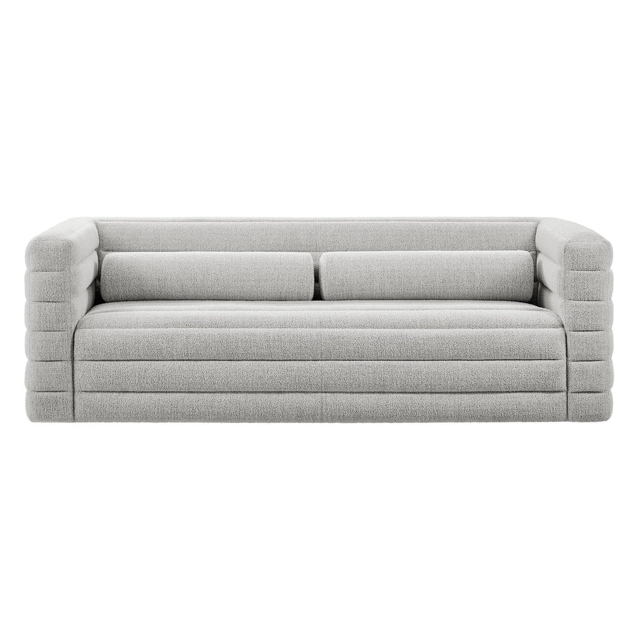 Juna Channel Tufted Boucle Upholstered Sofa in Newsprint