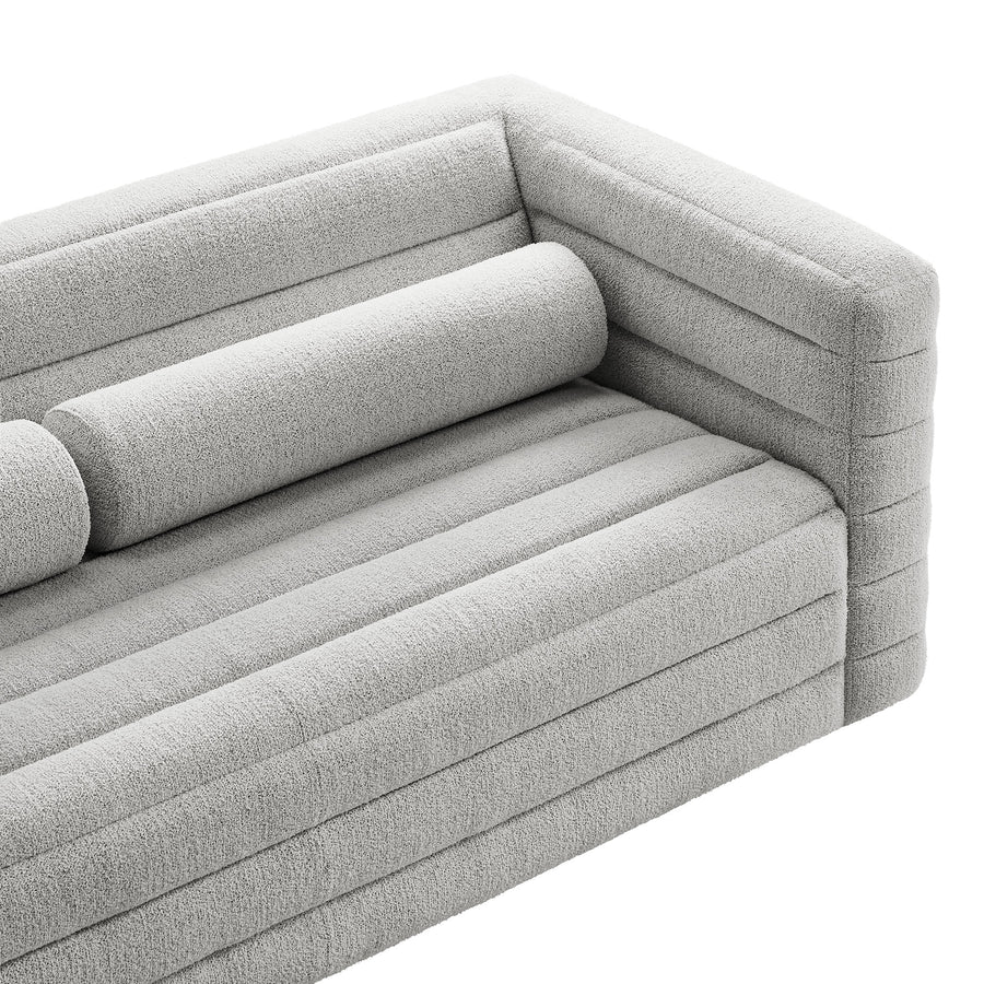 Juna Channel Tufted Boucle Upholstered Sofa in Newsprint