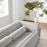 Juna Channel Tufted Boucle Upholstered Sofa in Newsprint