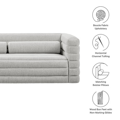 Relle Channel Tufted Boucle Upholstered Sofa by Furniture for America