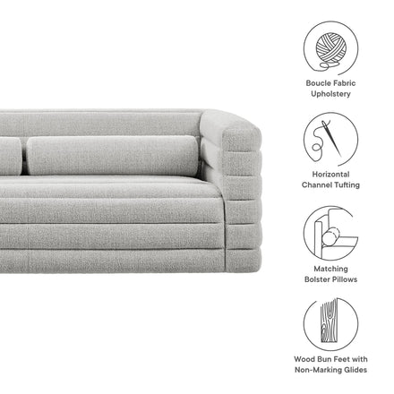 Relle Channel Tufted Boucle Upholstered Sofa in Newsprint