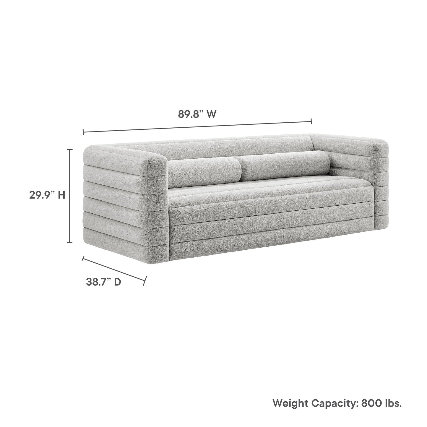 Relle Channel Tufted Boucle Upholstered Sofa by Furniture for America
