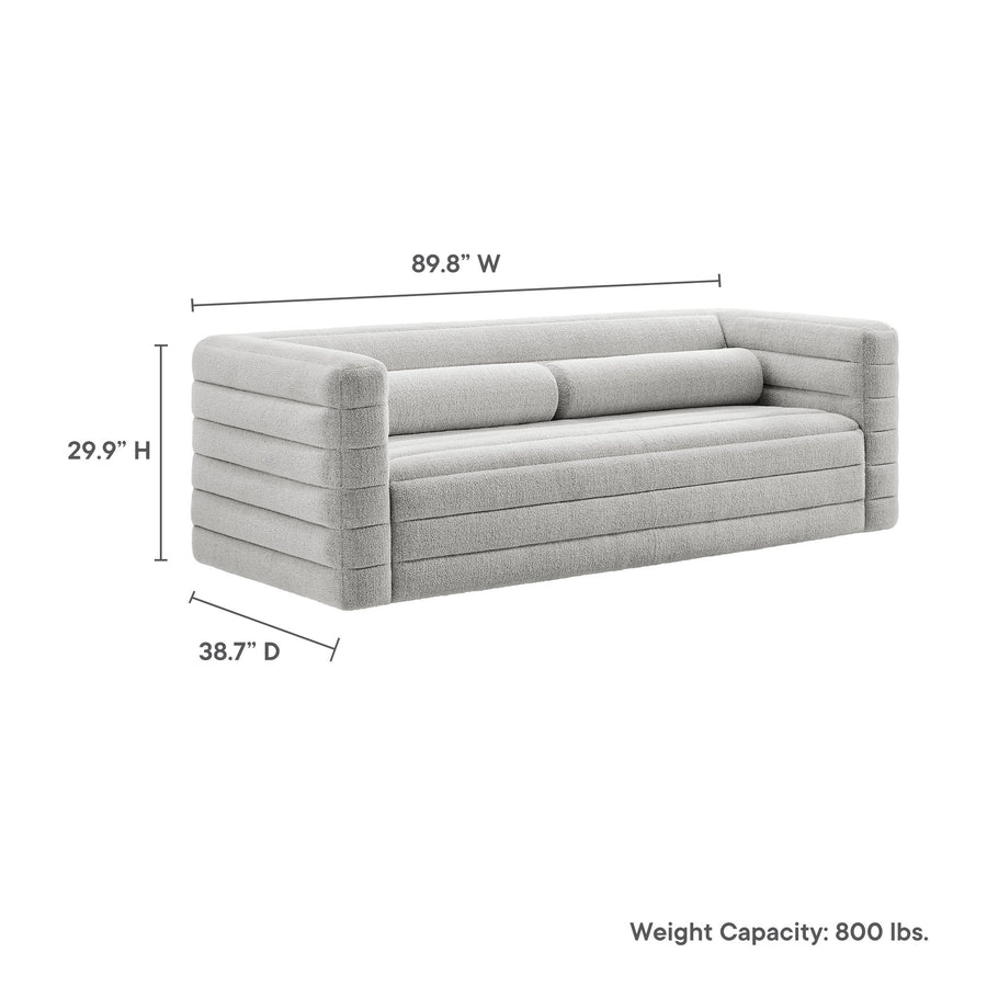 Juna Channel Tufted Boucle Upholstered Sofa in Newsprint