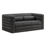 Juna Channel Tufted Boucle Upholstered Loveseat in Charcoal