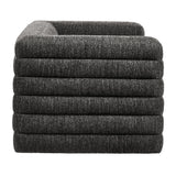 Juna Channel Tufted Boucle Upholstered Loveseat in Charcoal