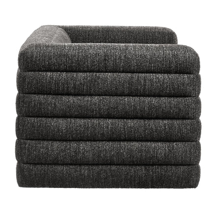 Relle Channel Tufted Boucle Upholstered Loveseat in Charcoal