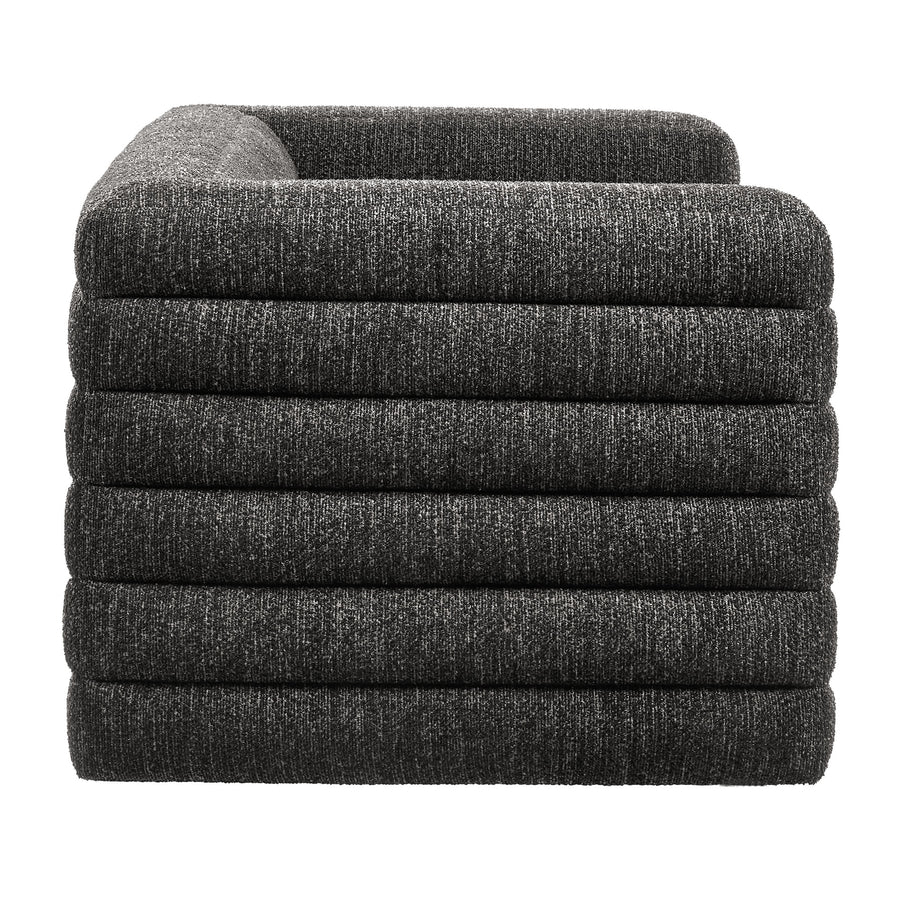 Juna Channel Tufted Boucle Upholstered Loveseat in Charcoal