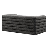 Juna Channel Tufted Boucle Upholstered Loveseat in Charcoal