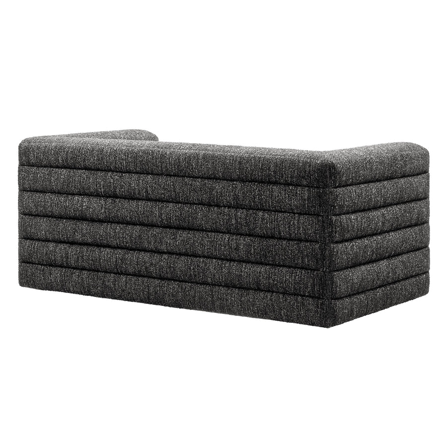 Juna Channel Tufted Boucle Upholstered Loveseat in Charcoal