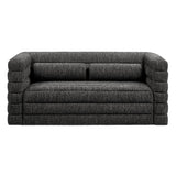Juna Channel Tufted Boucle Upholstered Loveseat in Charcoal