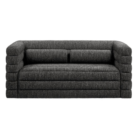 Relle Channel Tufted Boucle Upholstered Loveseat in Charcoal