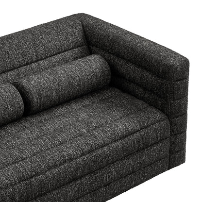 Relle Channel Tufted Boucle Upholstered Loveseat by Furniture for America