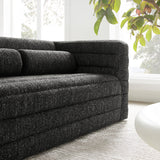 Juna Channel Tufted Boucle Upholstered Loveseat in Charcoal