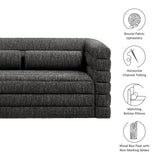 Juna Channel Tufted Boucle Upholstered Loveseat in Charcoal