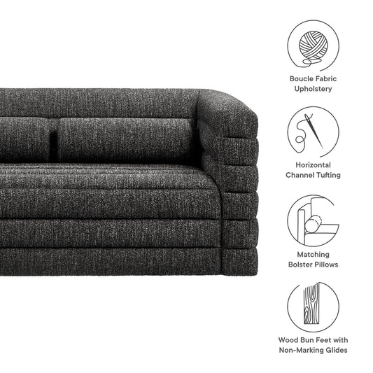 Relle Channel Tufted Boucle Upholstered Loveseat by Furniture for America