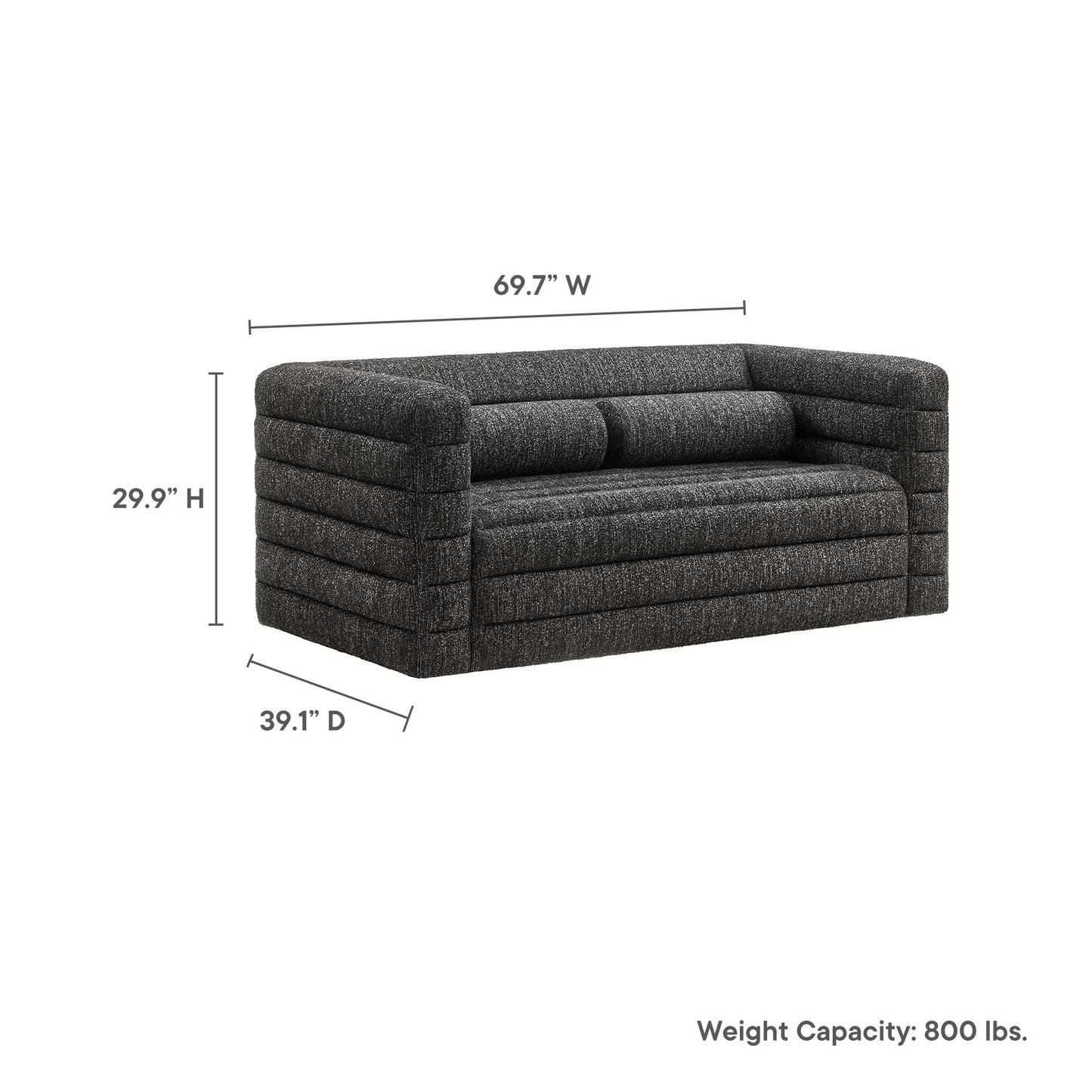 Relle Channel Tufted Boucle Upholstered Loveseat by Furniture for America