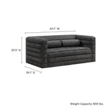 Juna Channel Tufted Boucle Upholstered Loveseat in Charcoal