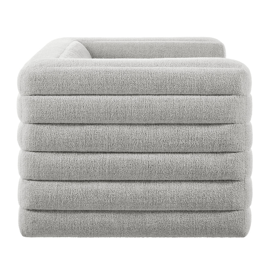 Juna Channel Tufted Boucle Upholstered Loveseat in Newsprint