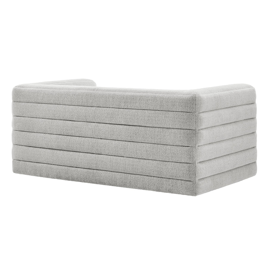 Juna Channel Tufted Boucle Upholstered Loveseat in Newsprint