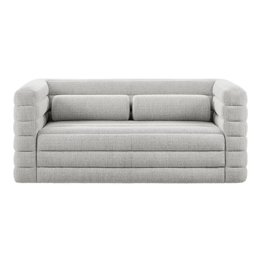 Juna Channel Tufted Boucle Upholstered Loveseat in Newsprint