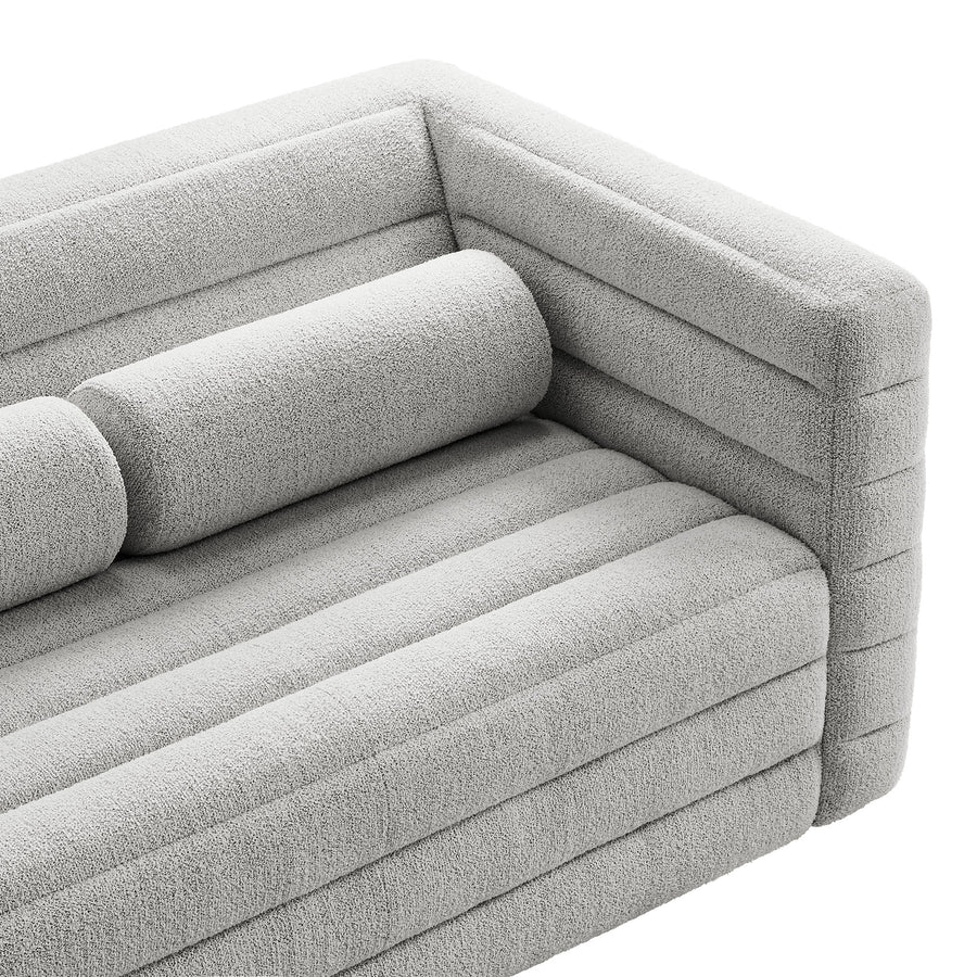 Juna Channel Tufted Boucle Upholstered Loveseat in Newsprint