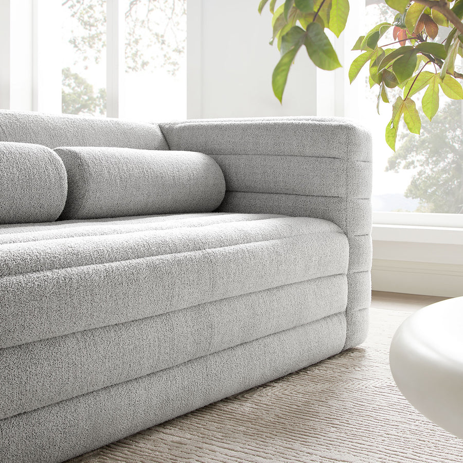 Juna Channel Tufted Boucle Upholstered Loveseat in Newsprint