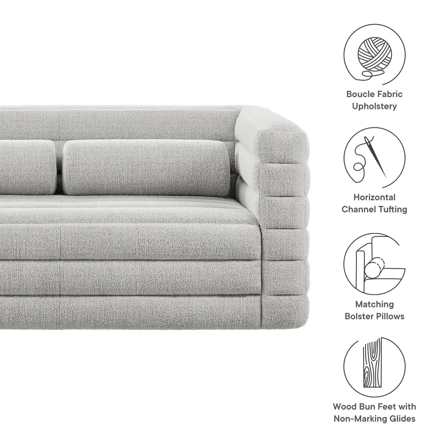 Relle Channel Tufted Boucle Upholstered Loveseat by Furniture for America